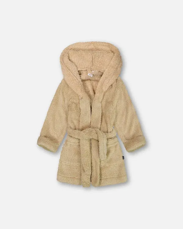 Deux Par Deux Plush Bathrobe - Tan Fox