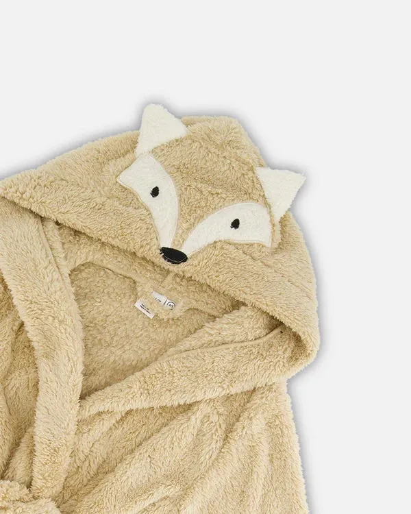 Deux Par Deux Plush Bathrobe - Tan Fox
