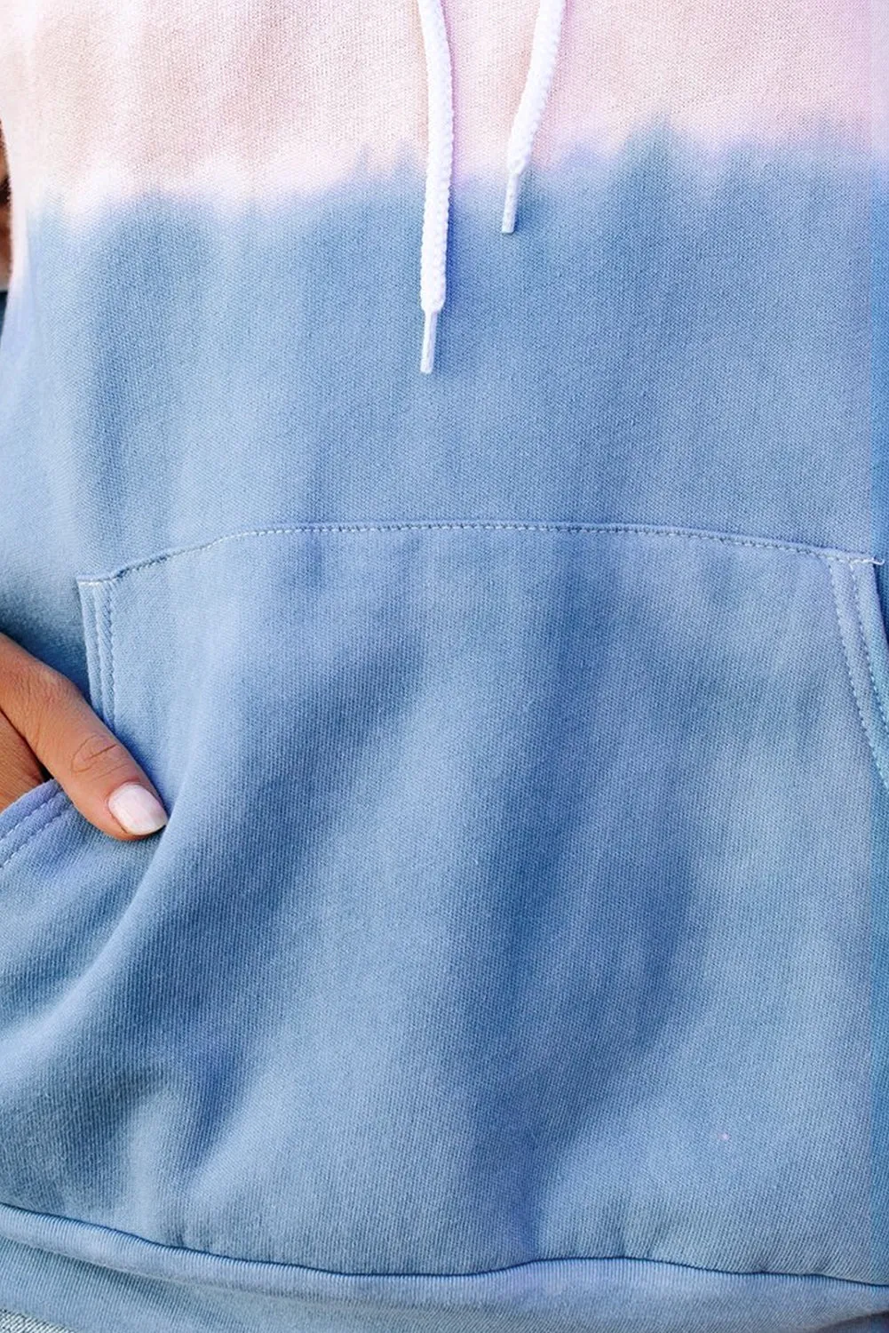 Dip-Dye Colorblock Drawstring Hoodie with Pockets