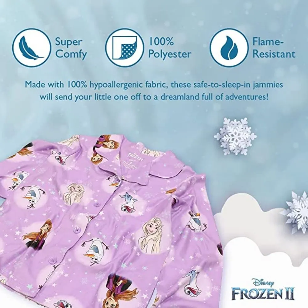 Disney Girls’ Big “Frozen” Button-Front Pajama Set