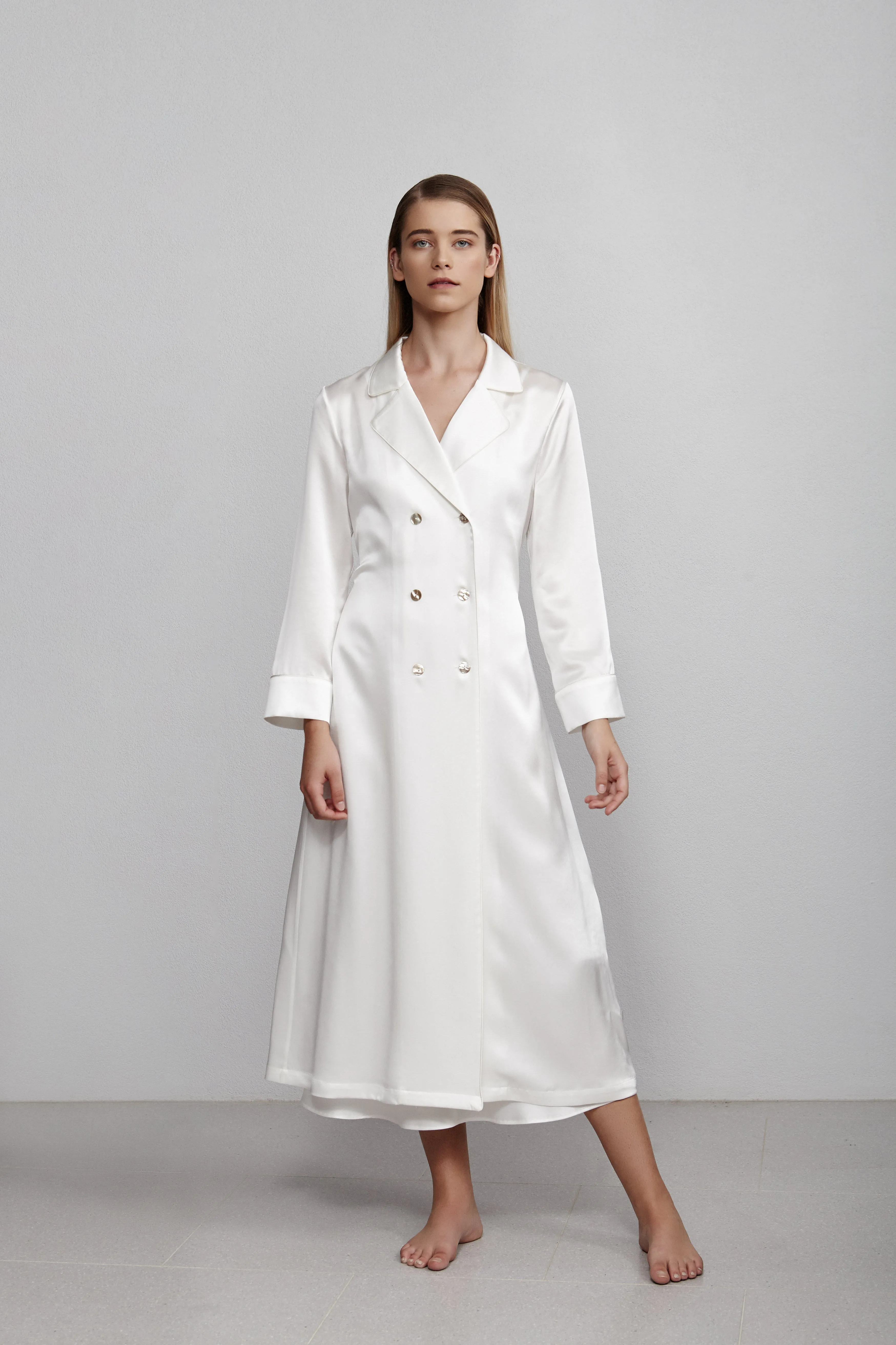 double breasted robe, ivory