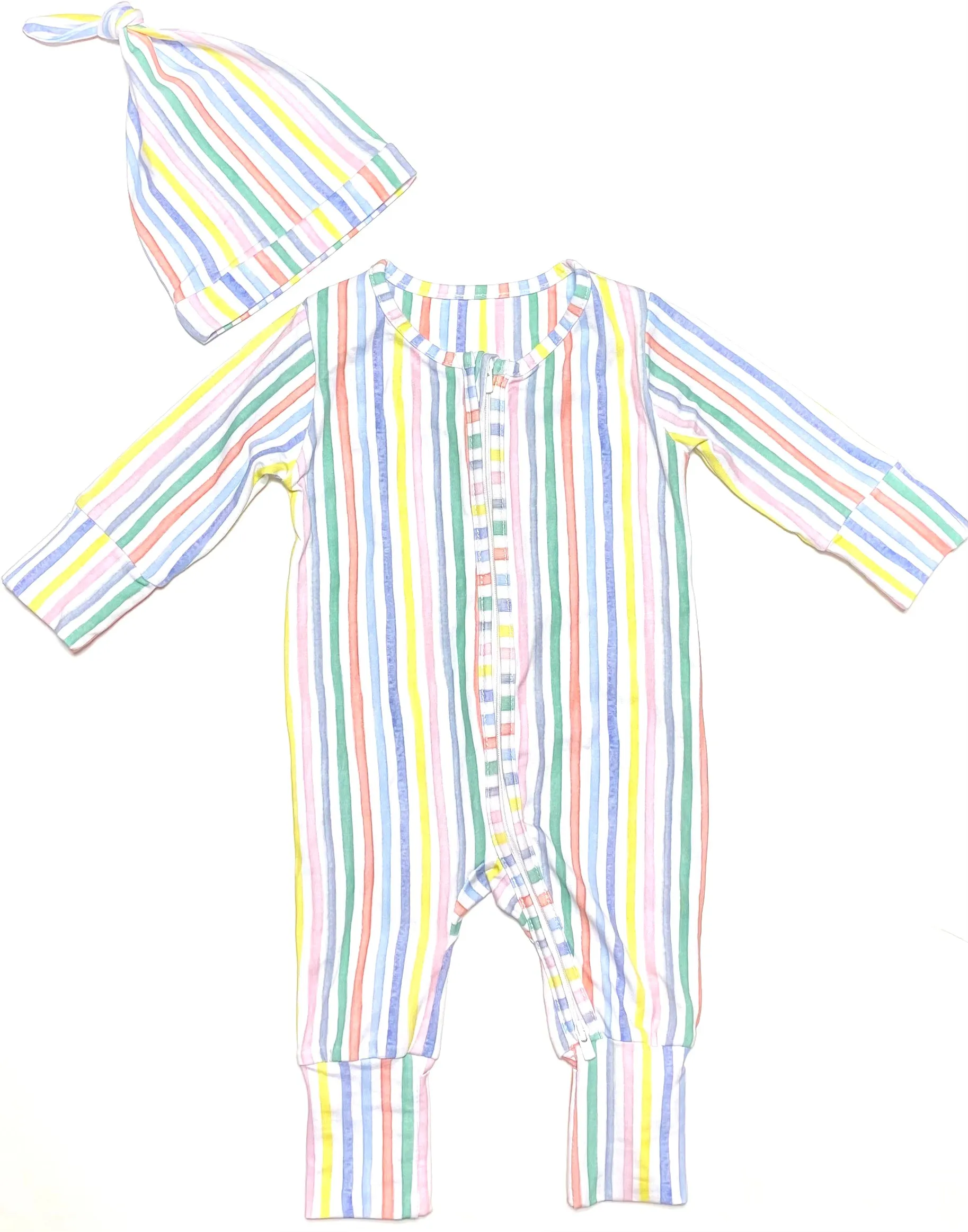 Double Zip One-Piece PJ - Sag Stripes