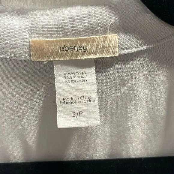 EBERJEY Gisele TENCEL™ Modal Long Sleeve PJ Top, Ice Blue/Ivory, Size S