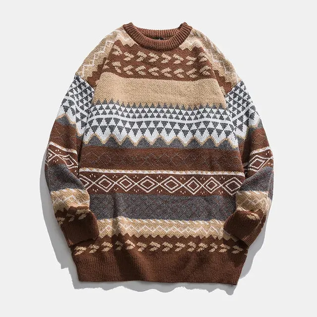 Elegant Vintage Style Knitted Striped Men Sweaters