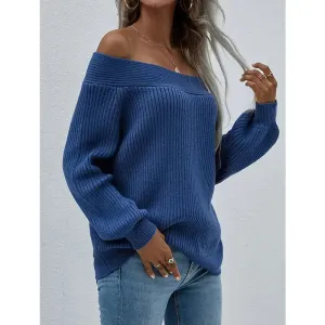 Fashion Fall Winter Oversized Sweater Mujer Long Off Shoulder Top Knitwear Jumper Women Sweater