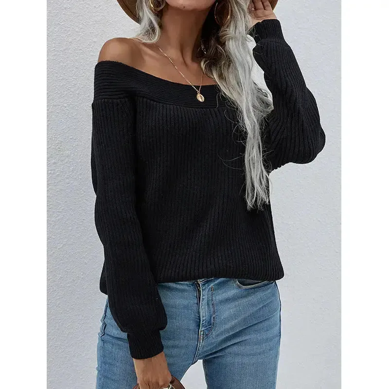 Fashion Fall Winter Oversized Sweater Mujer Long Off Shoulder Top Knitwear Jumper Women Sweater