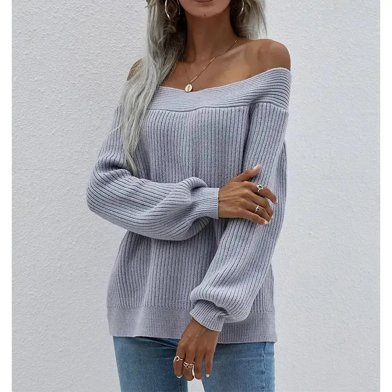 Fashion Fall Winter Oversized Sweater Mujer Long Off Shoulder Top Knitwear Jumper Women Sweater