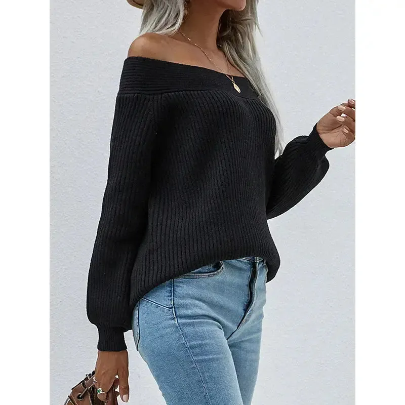 Fashion Fall Winter Oversized Sweater Mujer Long Off Shoulder Top Knitwear Jumper Women Sweater