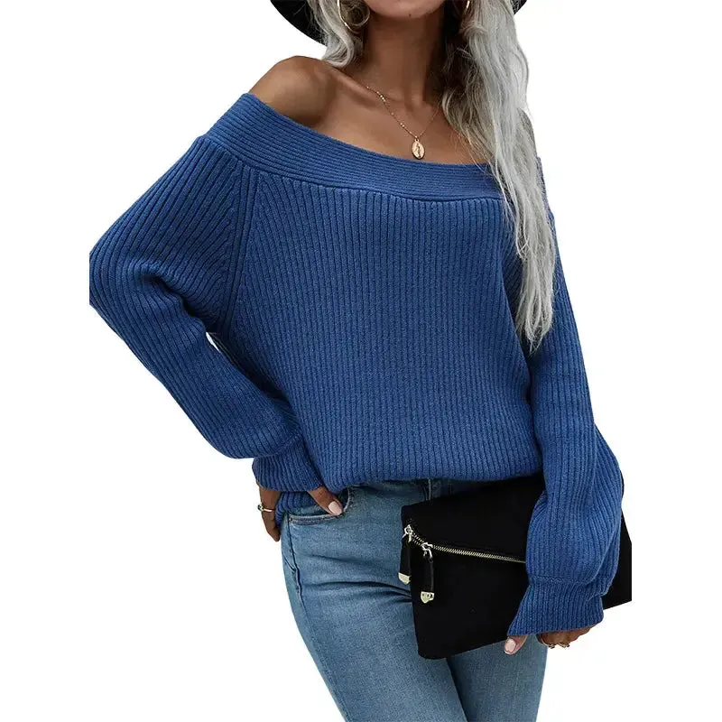 Fashion Fall Winter Oversized Sweater Mujer Long Off Shoulder Top Knitwear Jumper Women Sweater