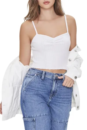 Forever 21 Women's Ruched Sweetheart Cami, White, Small.