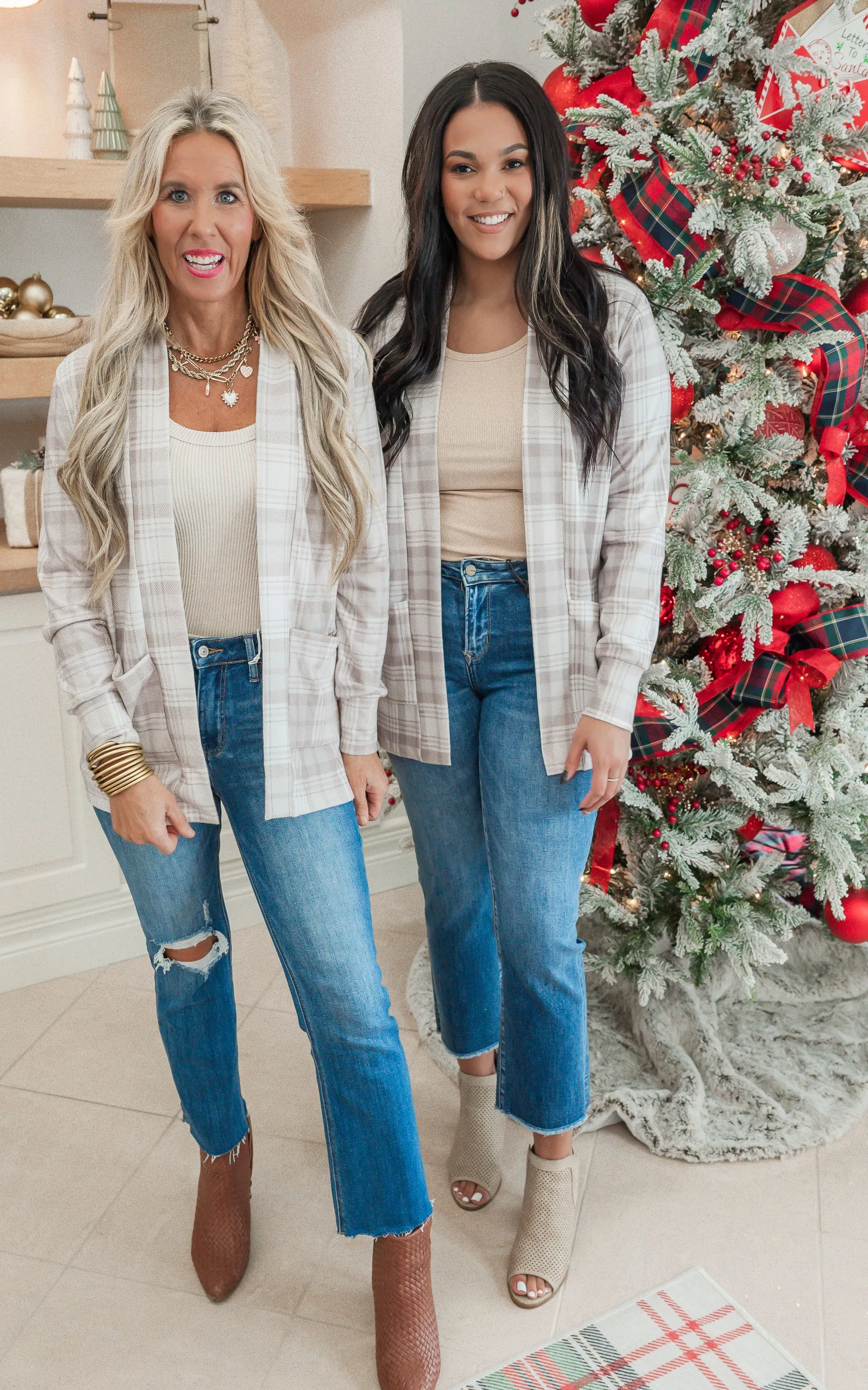 Forever Favorite Plaid Cardigan in Cream Mocha #3 | Salty Wave *DEAL-FINAL SALE