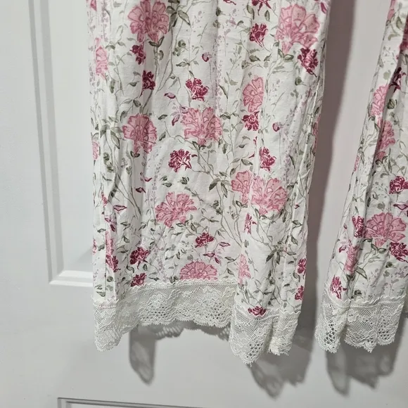 Garnett Hill Floral Lace Trim Pajama Set size XS Green Cotton