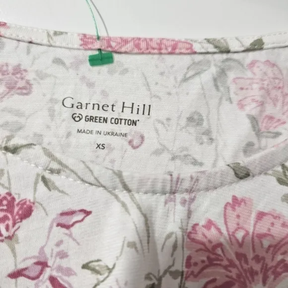 Garnett Hill Floral Lace Trim Pajama Set size XS Green Cotton