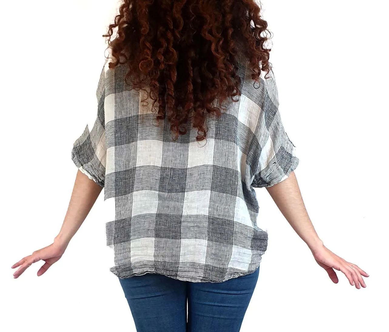 Gorman black and white check linen shirt size 10