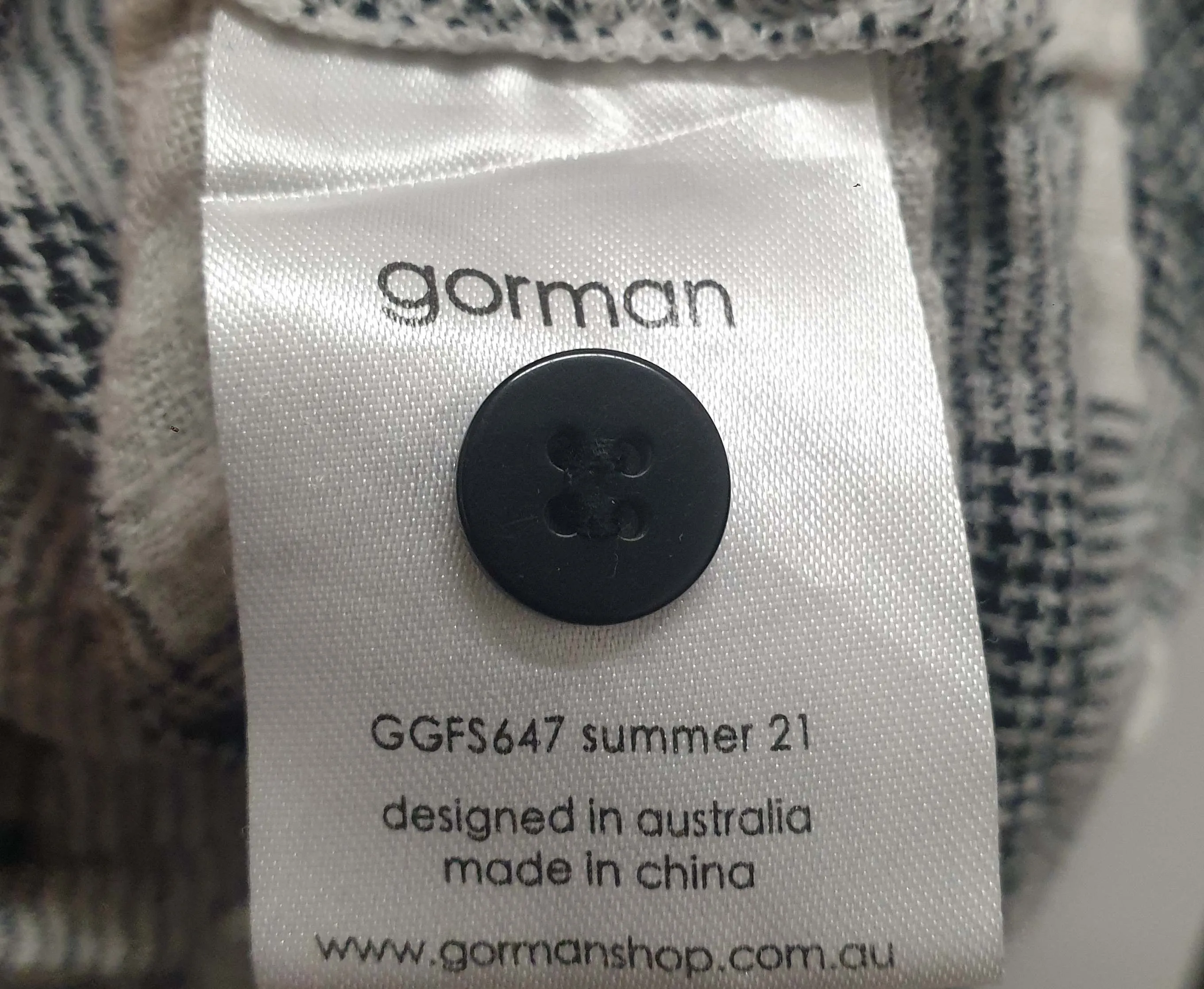 Gorman black and white check linen shirt size 10