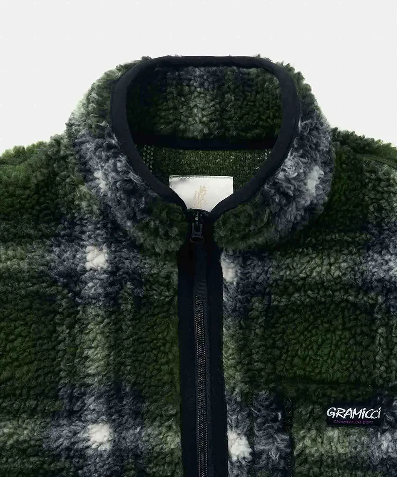 Gramicci - Shadow Plaid Sherpa Jacket - Olive
