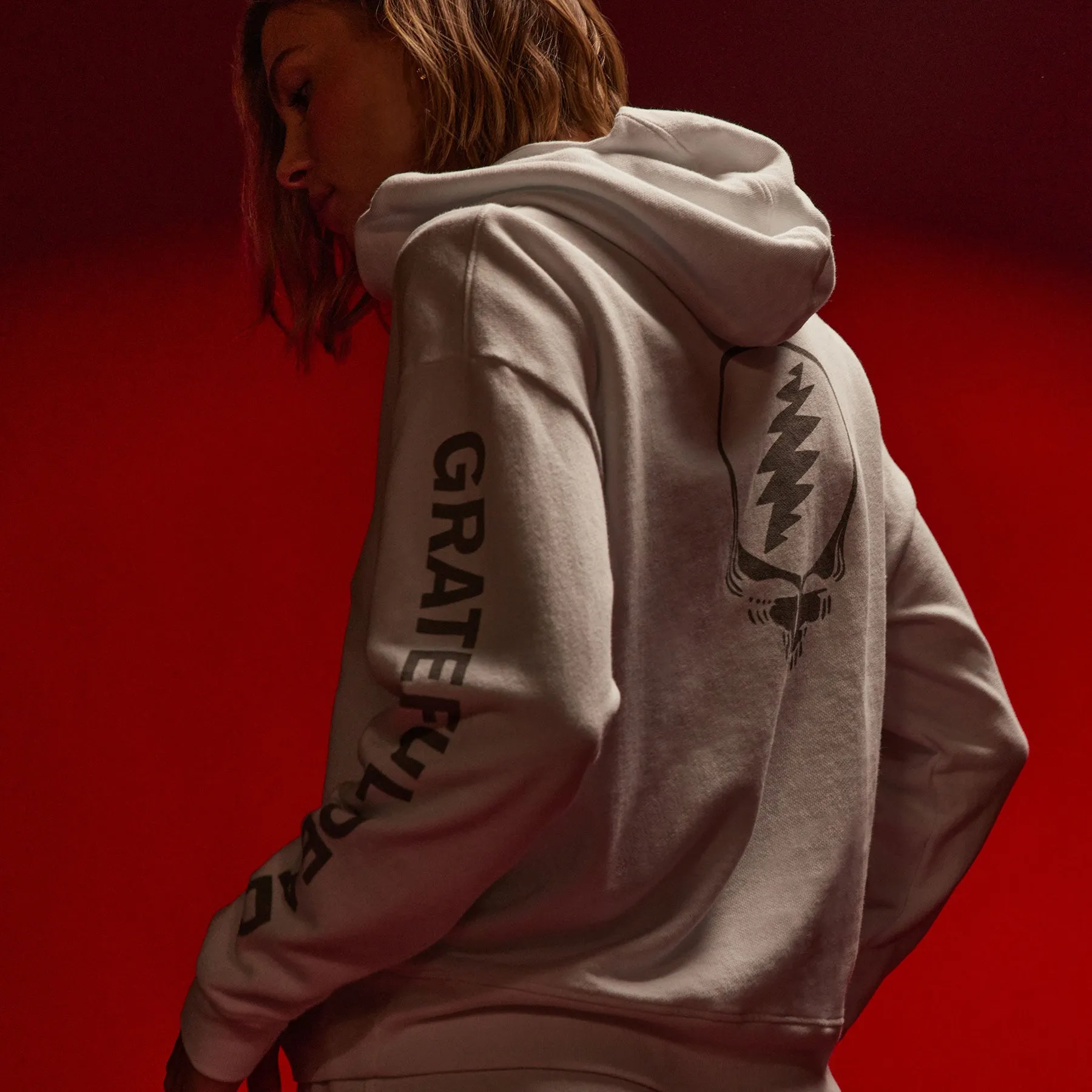Grateful Dead Rose Hoodie - White/ Grey