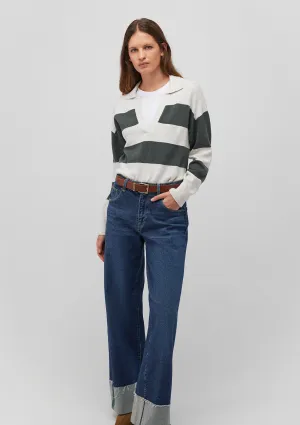 Green Striped Knit Polo