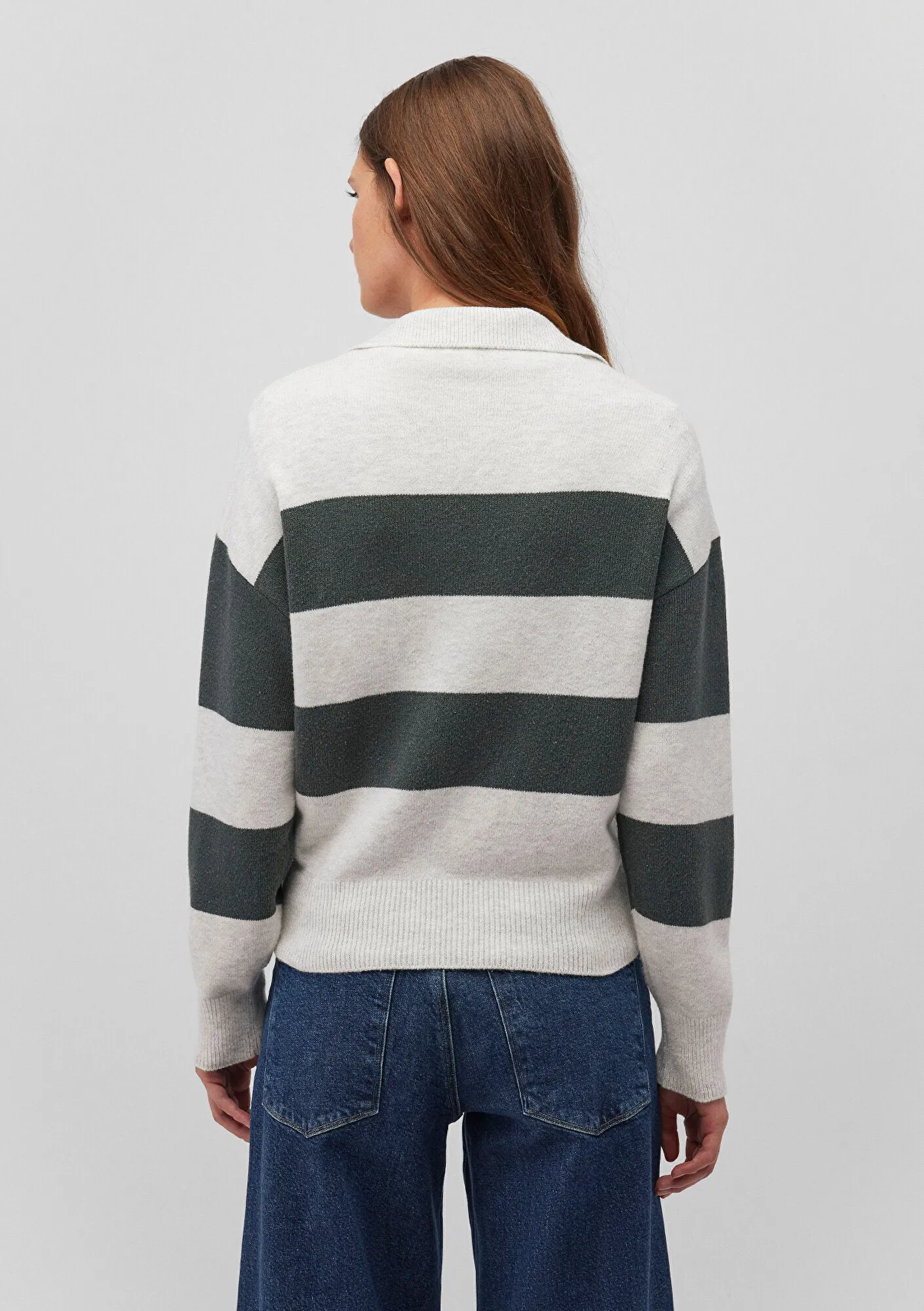 Green Striped Knit Polo