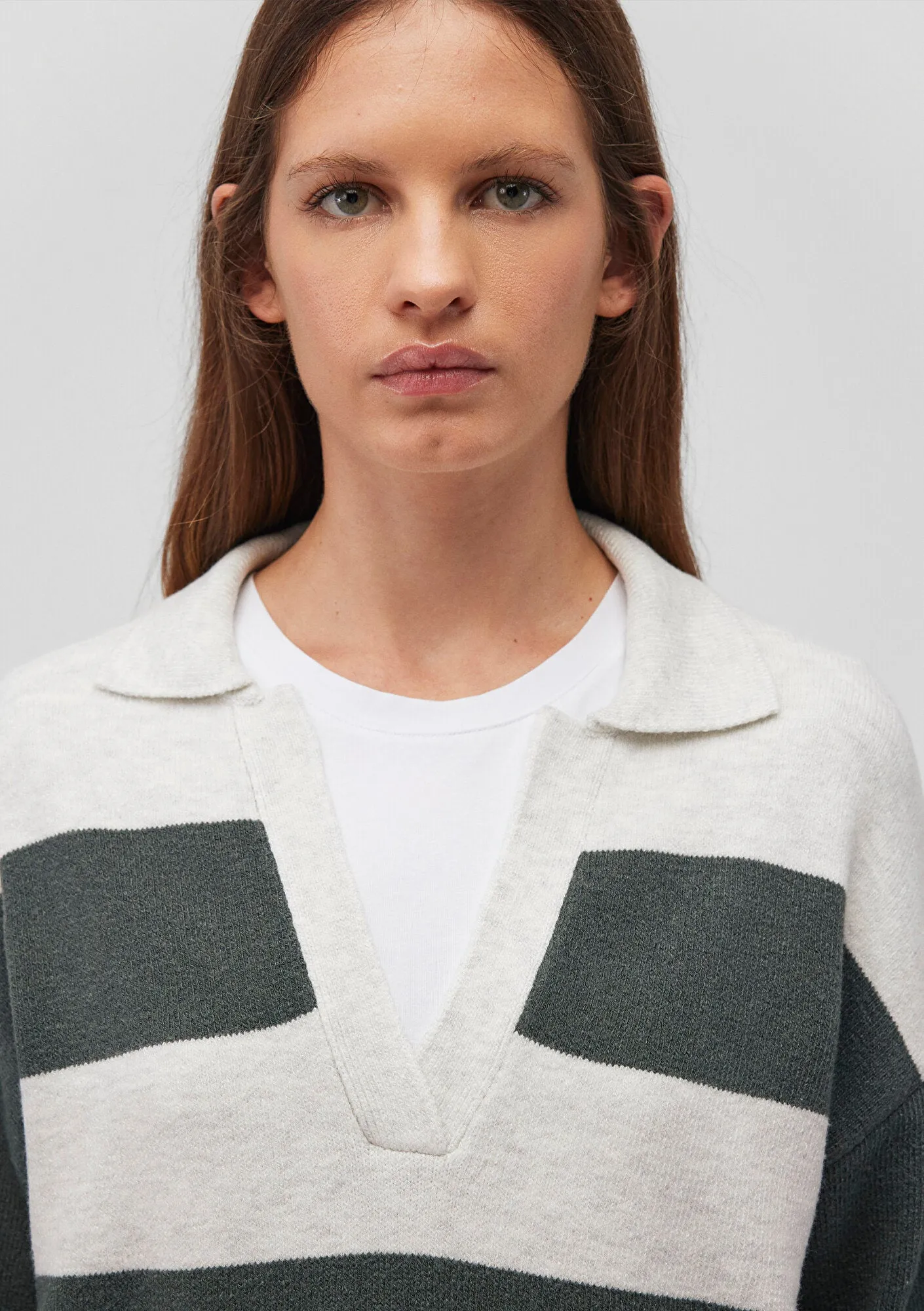 Green Striped Knit Polo