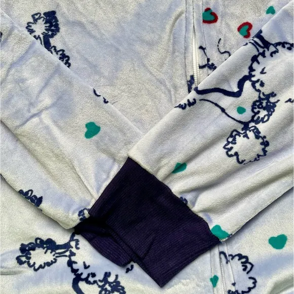 Hale Bob Onesie Zip Up Hoodie Pajamas with Poodle Print Size Large NWT $188