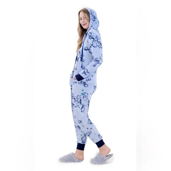 Hale Bob Onesie Zip Up Hoodie Pajamas with Poodle Print Size Large NWT $188