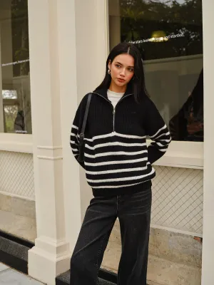 Half-Zip Striped Sweater