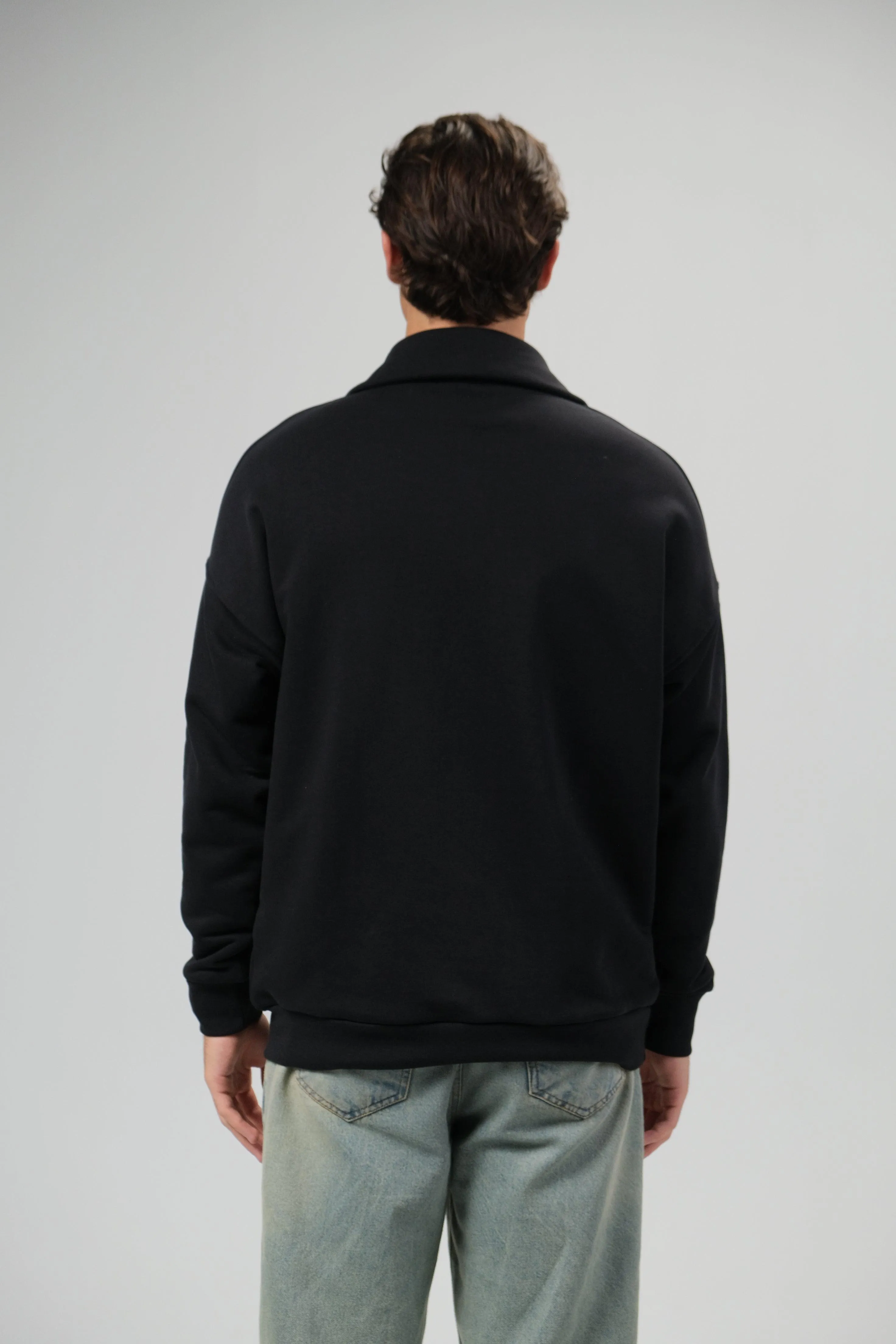 HALF ZIP SWEATER - BLACK