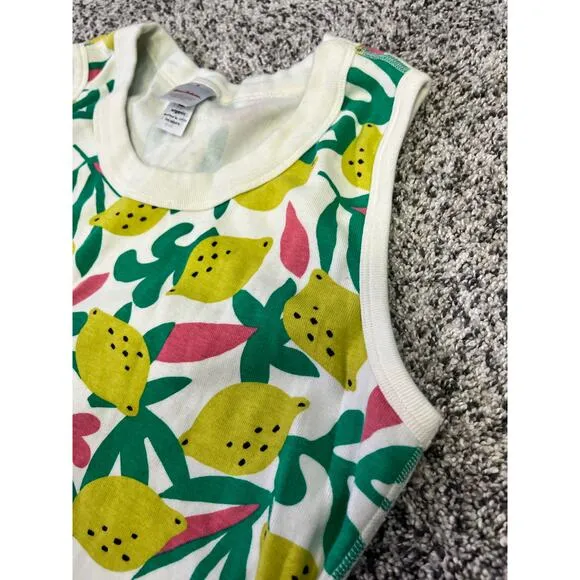 Hanna Andersson Lemons Short Pajama Set Women’s M Organic Cotton, Yellow/Green