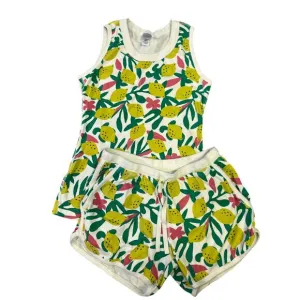 Hanna Andersson Lemons Short Pajama Set Women’s M Organic Cotton, Yellow/Green