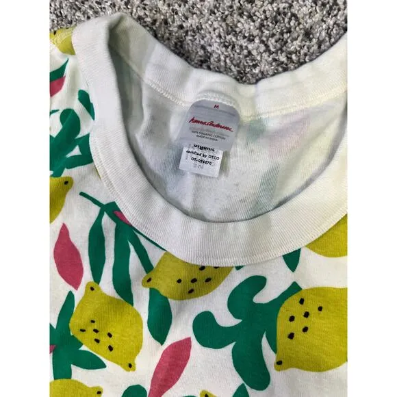 Hanna Andersson Lemons Short Pajama Set Women’s M Organic Cotton, Yellow/Green
