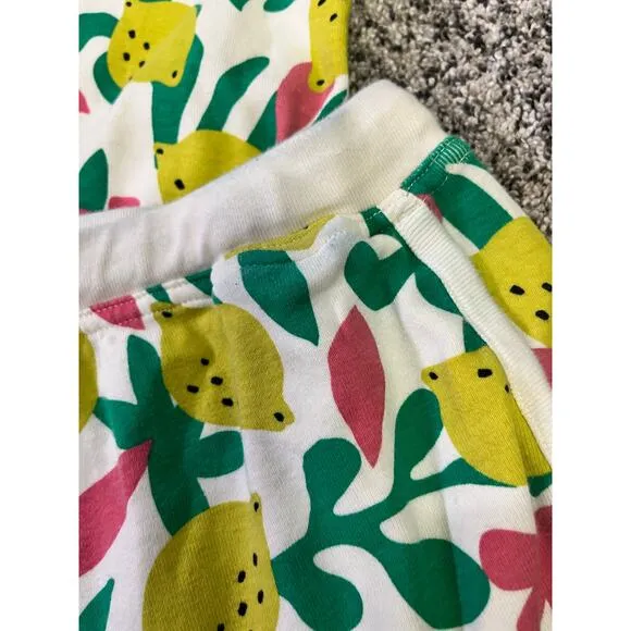 Hanna Andersson Lemons Short Pajama Set Women’s M Organic Cotton, Yellow/Green