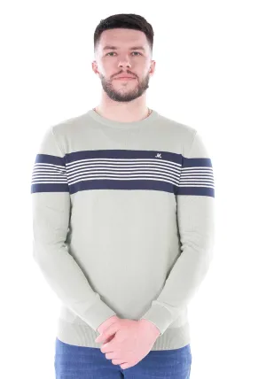 Harrison Crew Knit Stripe Deta - Green