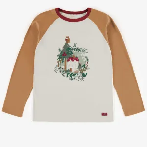 Haut de pyjama crème et caramel des Fêtes, adulte || Holiday cream and caramel pajamas top, adult