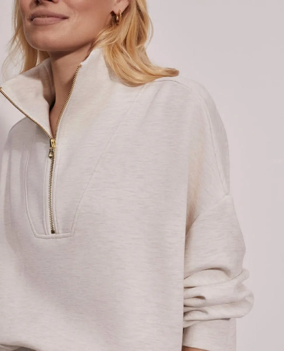Hawley Half Zip Sweat Ivory Marl