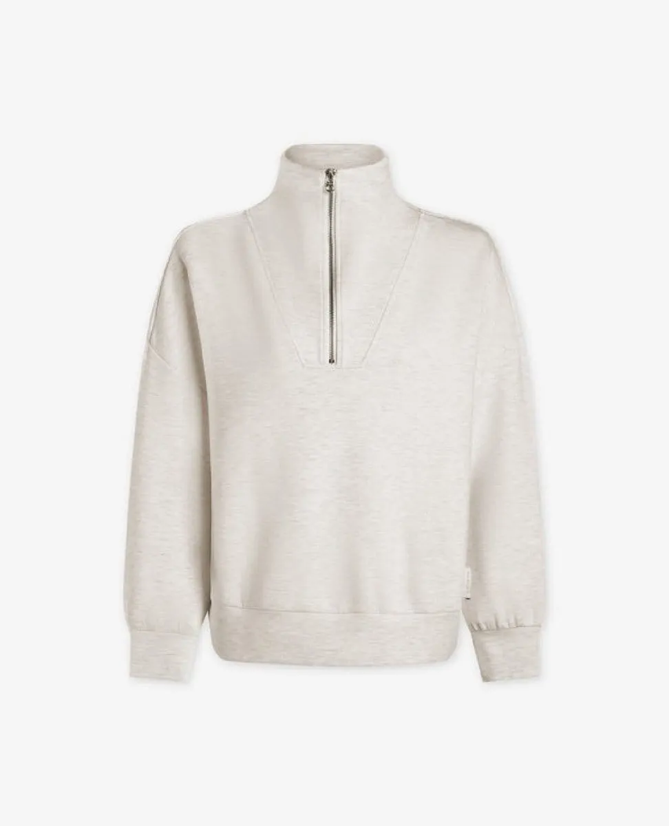 Hawley Half Zip Sweat Ivory Marl