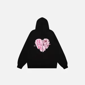 Heart Letter Print Colorblock Hoodie in Luxurious Cotton