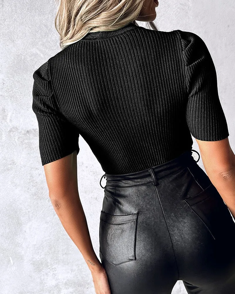 Hollow Heart Studded Rhinestone Beaded Knit Sweater
