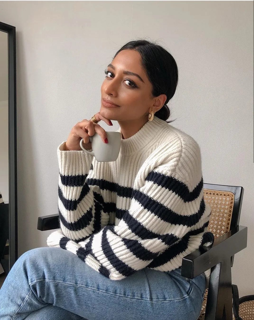 Horizontal Stripes Pit Striped Knit Sweater