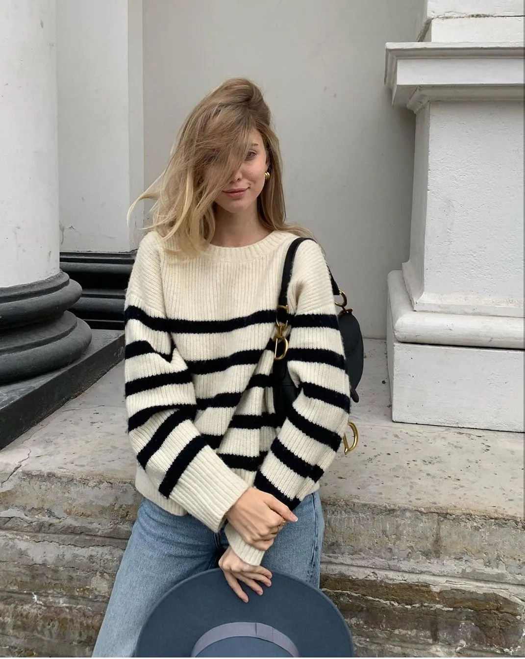 Horizontal Stripes Pit Striped Knit Sweater
