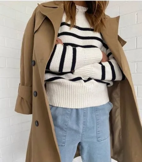 Horizontal Stripes Pit Striped Knit Sweater