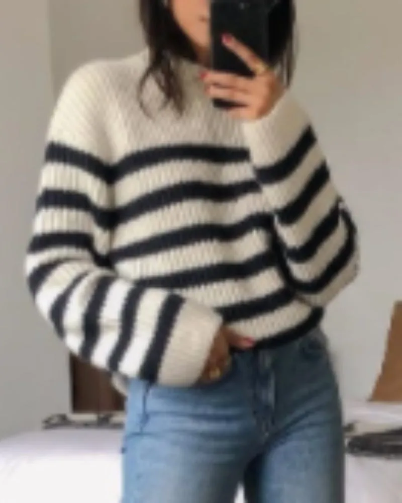 Horizontal Stripes Pit Striped Knit Sweater