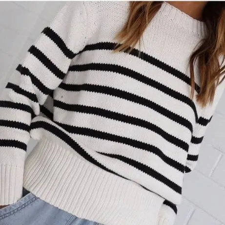 Horizontal Stripes Pit Striped Knit Sweater
