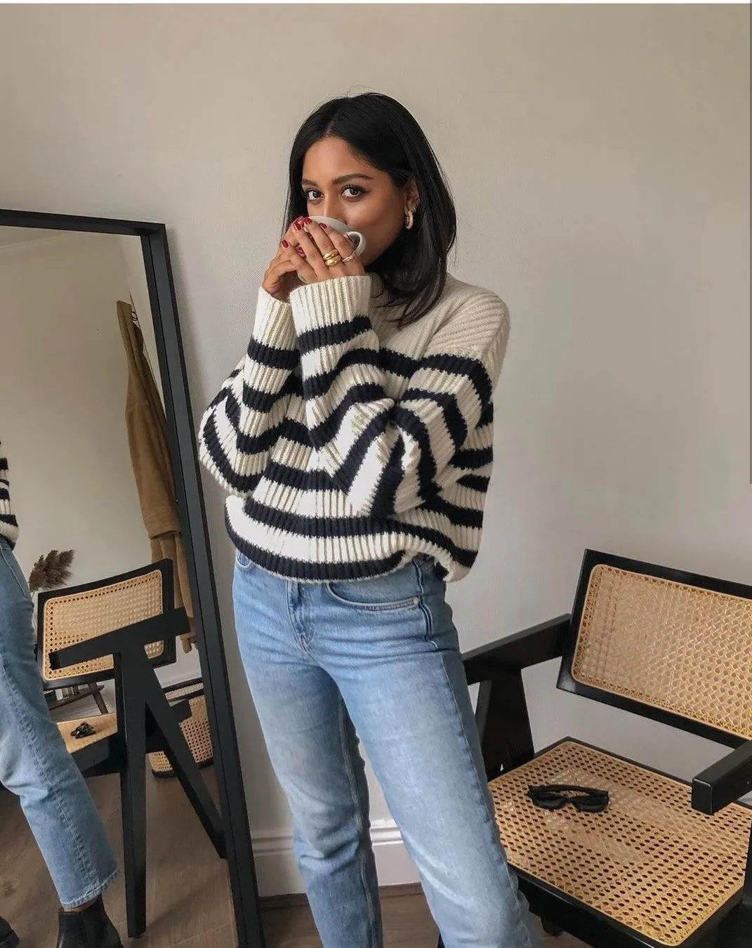 Horizontal Stripes Pit Striped Knit Sweater