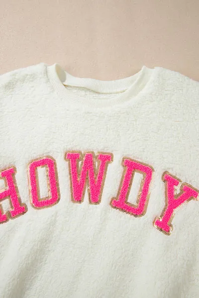HOWDY Patched ronde hals Sherpa Sweatshirt
