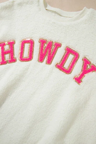 HOWDY Patched ronde hals Sherpa Sweatshirt