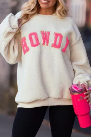 HOWDY Patched ronde hals Sherpa Sweatshirt