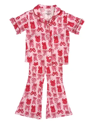 In My Jammers Valentine's Bow Button Up Flare Set