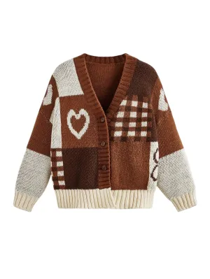 Ivy Patchwork Knit Cardigan Sweater in Multicolor