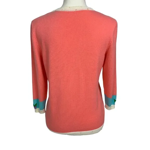 Jack B. Quick Vintage Beaded Summer Cocktail Cardigan Sweater M Embroidered